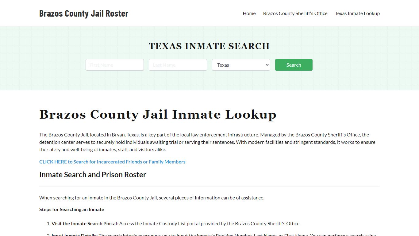 Brazos County Jail Roster Lookup, TX, Inmate Search