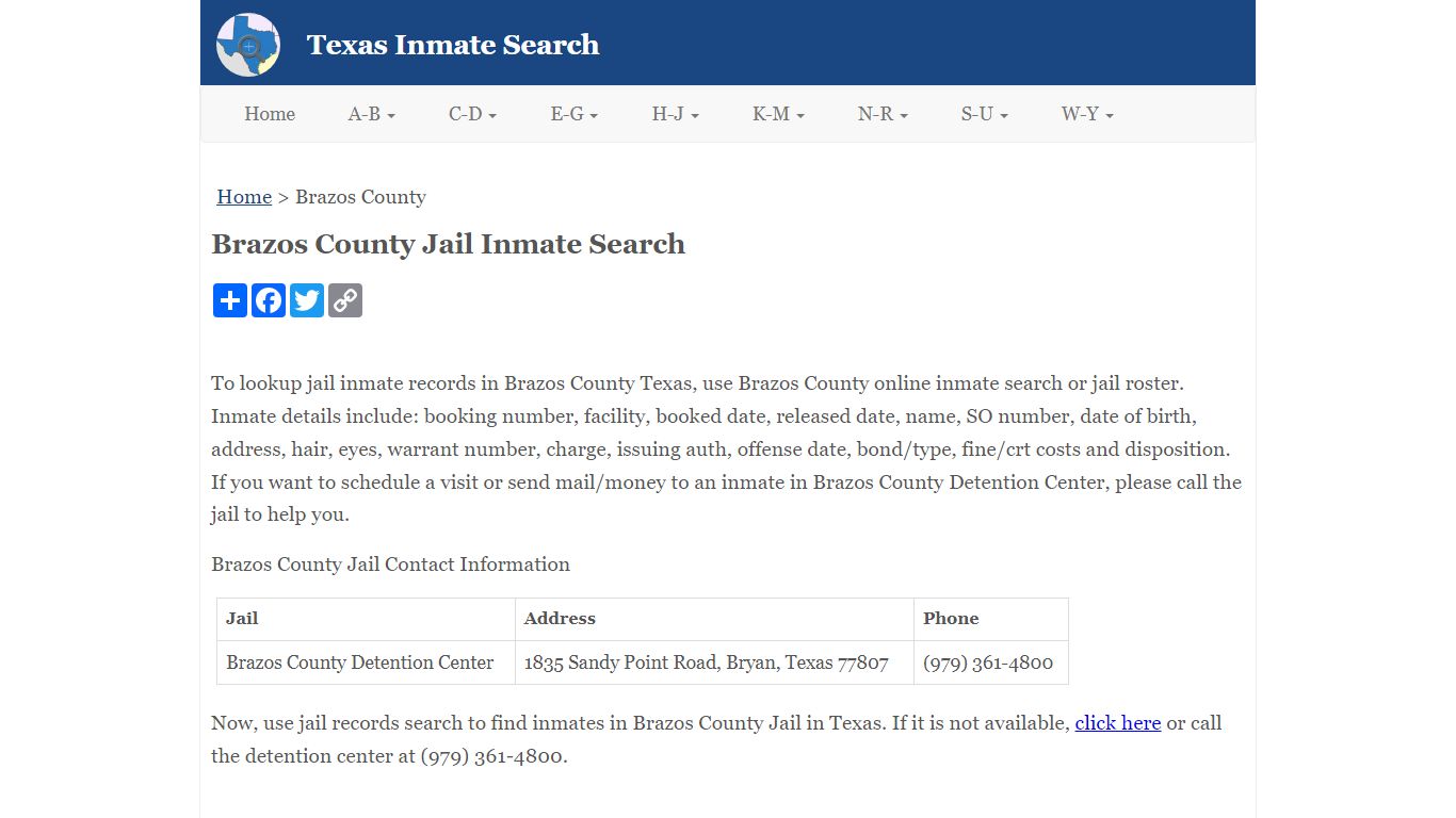 Brazos County Jail Inmate Search